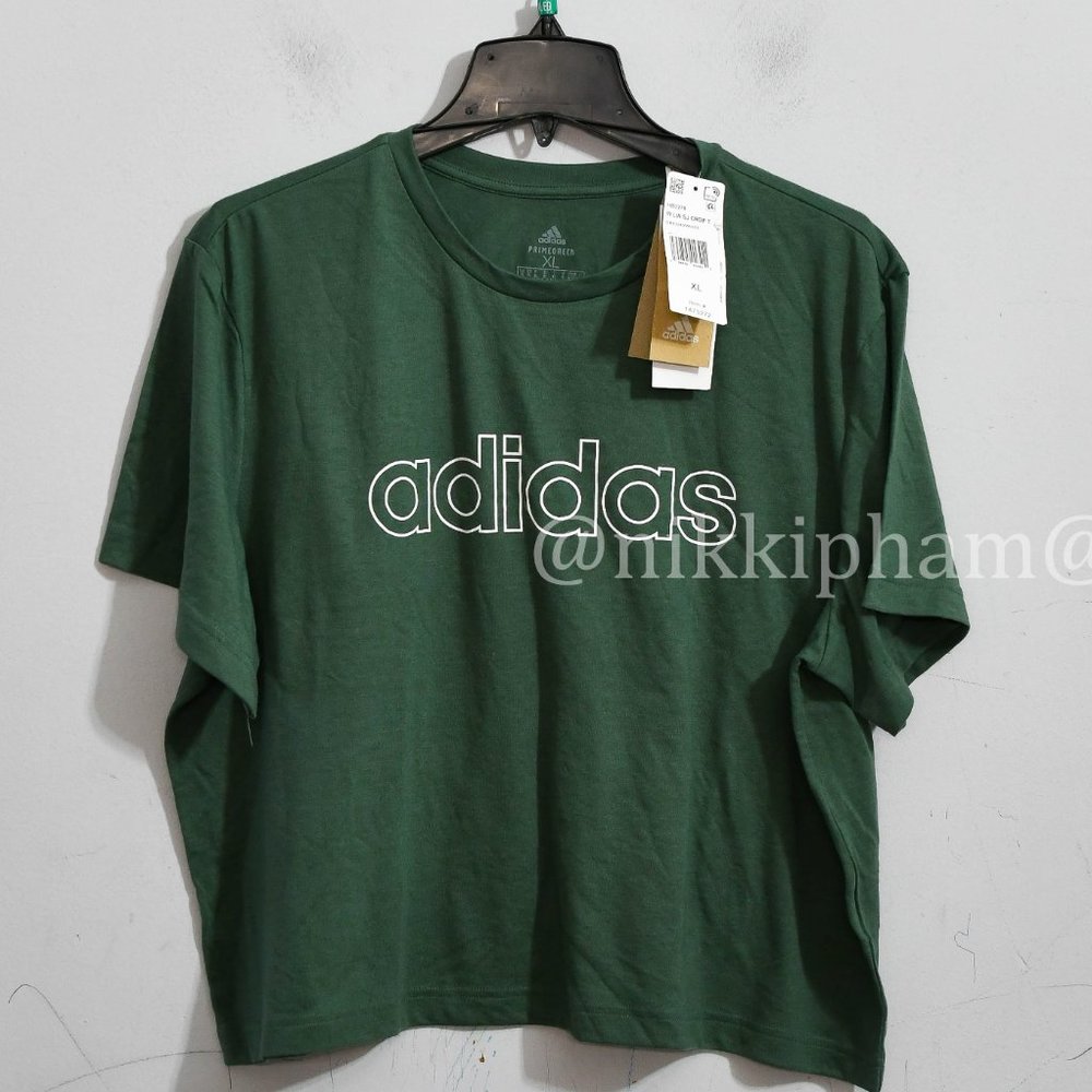Adidas Ladies' Logo Crop Tee in green - Picture 2 of 5